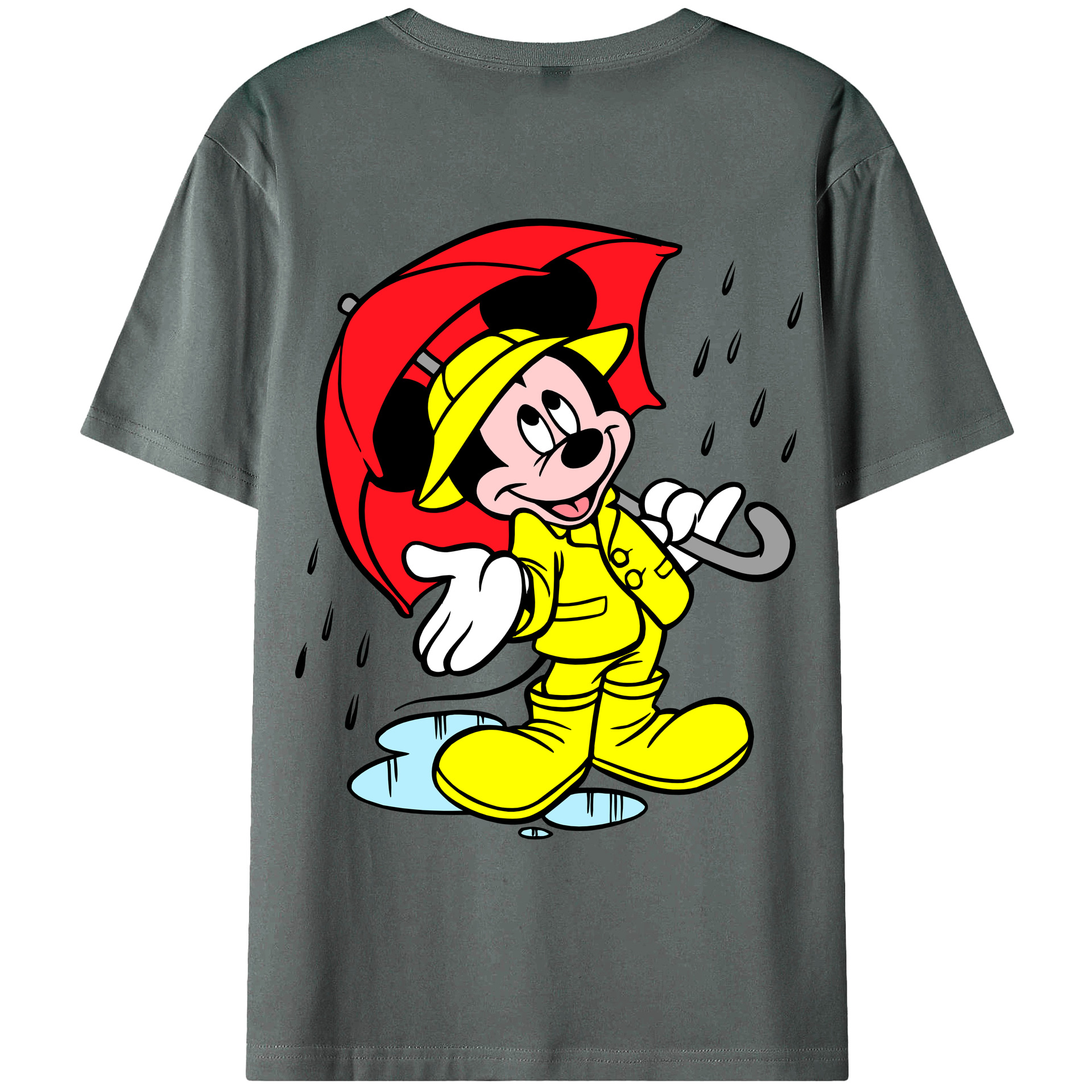 ミッキーマウス Mickey Mouse 綿100％ メンズ半袖Tシャツ（バックプリント） 通気性